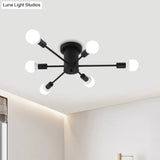 Sputnik Style Ceiling Light In Black/White/Gold With 6/8/10 Heads - Contemporary Semi - Mount