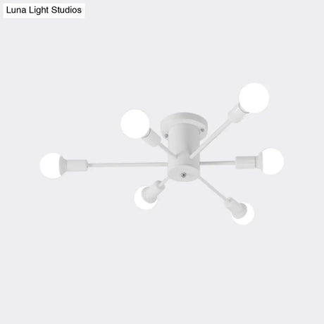 Sputnik Style Ceiling Light In Black/White/Gold With 6/8/10 Heads - Contemporary Semi - Mount