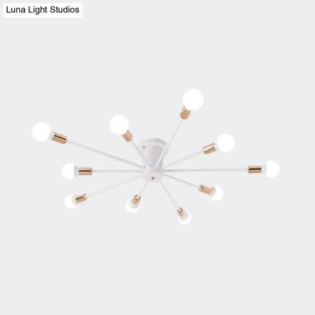 Sputnik Style Ceiling Light In Black/White/Gold With 6/8/10 Heads - Contemporary Semi - Mount