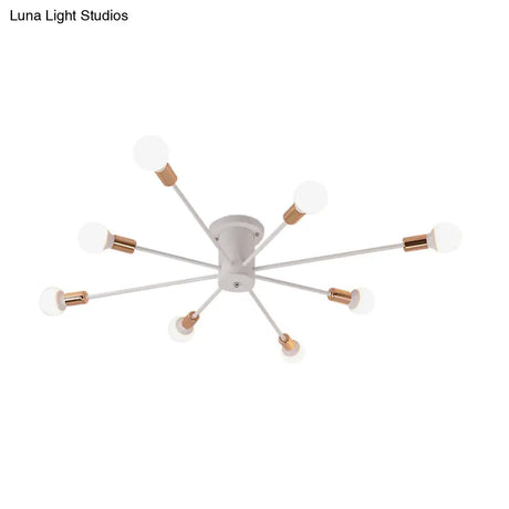 Sputnik Style Ceiling Light In Black/White/Gold With 6/8/10 Heads - Contemporary Semi - Mount