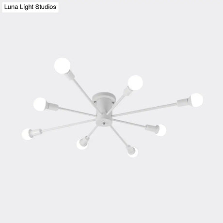 Sputnik Style Ceiling Light In Black/White/Gold With 6/8/10 Heads - Contemporary Semi - Mount