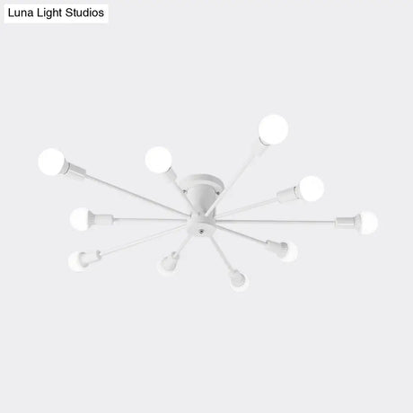 Sputnik Style Ceiling Light In Black/White/Gold With 6/8/10 Heads - Contemporary Semi - Mount