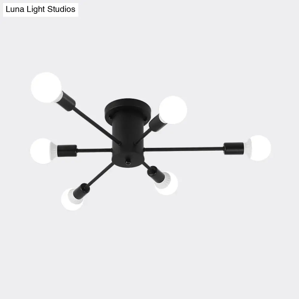 Sputnik Style Ceiling Light In Black/White/Gold With 6/8/10 Heads - Contemporary Semi - Mount