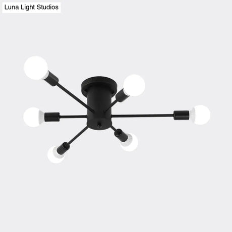 Sputnik Style Ceiling Light In Black/White/Gold With 6/8/10 Heads - Contemporary Semi - Mount