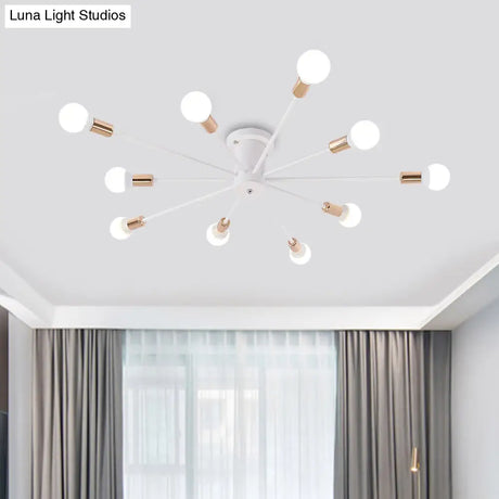 Sputnik Style Ceiling Light In Black/White/Gold With 6/8/10 Heads - Contemporary Semi - Mount