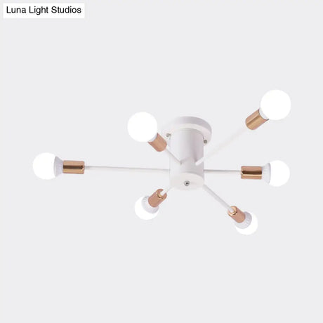 Sputnik Style Ceiling Light In Black/White/Gold With 6/8/10 Heads - Contemporary Semi - Mount