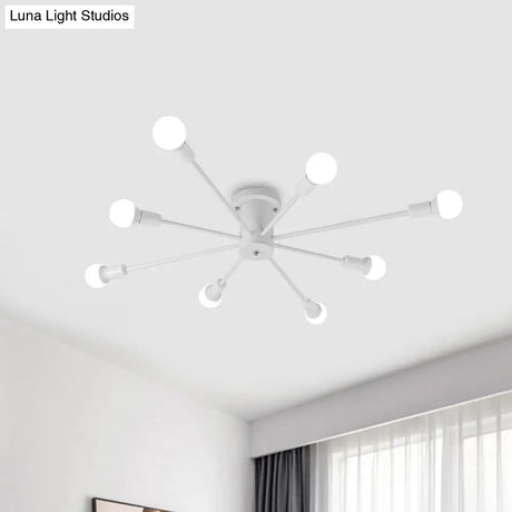 Sputnik Style Ceiling Light In Black/White/Gold With 6/8/10 Heads - Contemporary Semi - Mount