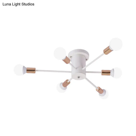 Sputnik Style Ceiling Light In Black/White/Gold With 6/8/10 Heads - Contemporary Semi - Mount