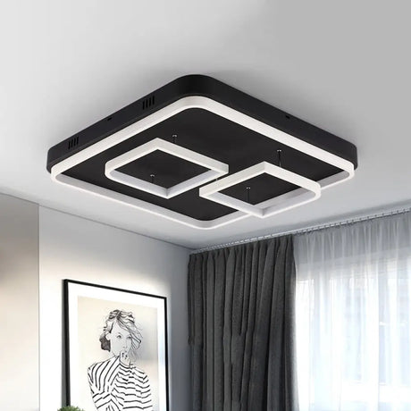 Square Acrylic Led Ceiling Light Fixture - 16.5’/20.5’/24.5’ Wide Modern Semi Mount