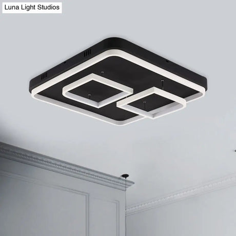 Square Acrylic Led Ceiling Light Fixture - 16.5’/20.5’/24.5’ Wide Modern Semi Mount