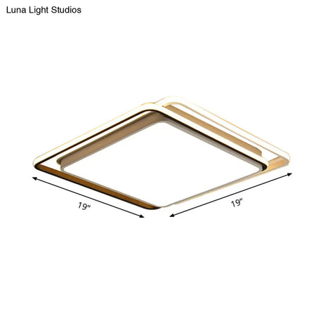 Square Ceiling Mount Led Lamp: Minimalist Metal Flush Light For Living Room In White/Warm -