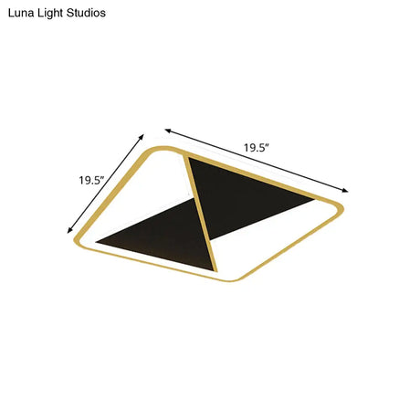 Square Flush Mount Metal Led Ceiling Light Fixture In Gold 16’/19.5’ Wide - Simplicity Combined