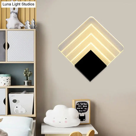 Square Led Wall Sconce - 5.5/8 Width Acrylic Light Aged Silver/Black Finish