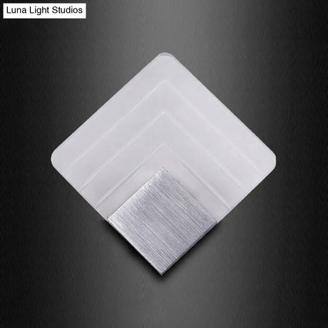 Square Led Wall Sconce - 5.5/8 Width Acrylic Light Aged Silver/Black Finish
