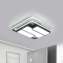Square Metal Flush Led Black Ceiling Light - Remote Controlled Stepless Dimming 16’/19.5’ Width