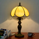 Stained Art Glass Dome Table Lamp - Unique Nightstand Lighting For Living Room Décor Fluorescent