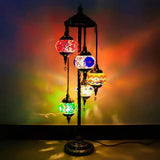 Stained Art Glass Floor Lamp - Traditional Beige/Red/Yellow Elliptical Design 5 Heads Bedroom