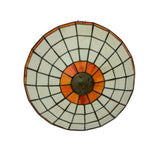 Stained Glass Round Ceiling Light Lodge Fixture - 12/16/19.5 Flush Mount Orange/Blue Bedroom