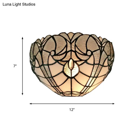 Stained Glass Wall Sconce: Traditional Bowl Design | 1 Head Mini Lighting For Living Room