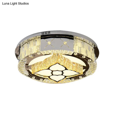 Stainless Steel Led Ceiling Lamp With Clear Crystal Design For Bedroom Flush Mount
