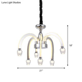Stainless Steel Modern Drooping Chandelier For Dining Room - Led Hanging Light Kit