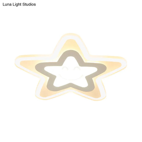 Star Shaped Led Flush Ceiling Light Ideal For Boys Bedroom White Acrylic Lamp