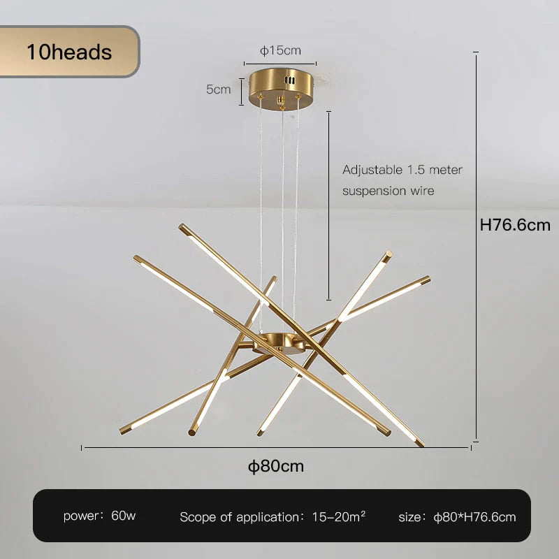 Starbeam Modern Chandelier D Golden 10 heads / Warm light