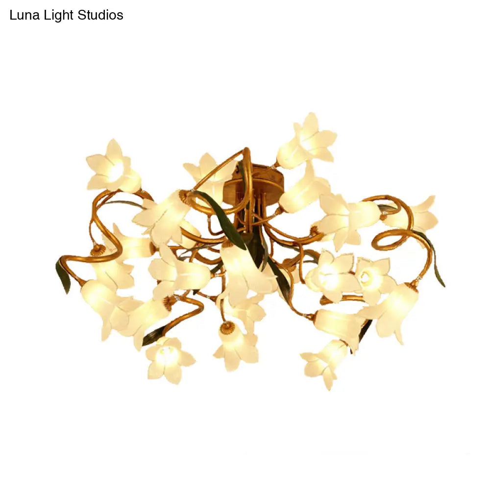 Starburst Flower Metal 25 - Head Led Brass Semi Flush Ceiling Light Fixture For Living Room