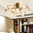 Starburst Flower Metal 25 - Head Led Brass Semi Flush Ceiling Light Fixture For Living Room / C