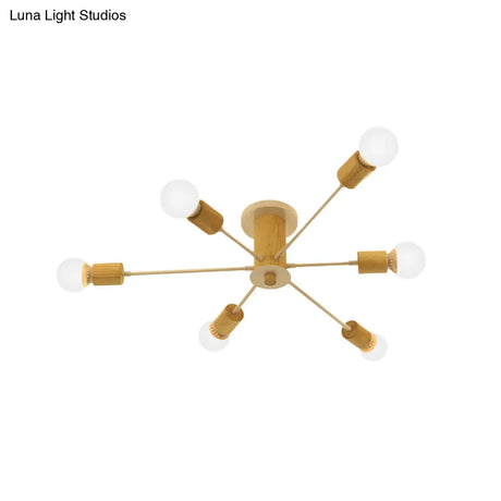 Starburst Semi Flush Ceiling Light Nordic Metal - 6/8/10 Lights White/Black Living Room Fixture