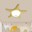 Starry Night In Your Room - Resin Starfish Led Flush Mount Light Fixture For Kids Playful Pink