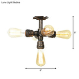 Steampunk Pipe Close To Ceiling Light In Bronze For Living Room