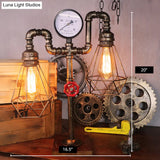 Steampunk Style Water Pipe Table Lamp Metal Antiqued Bronze Nightstand Light