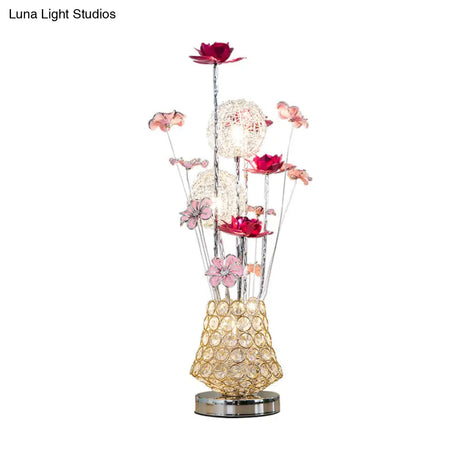 Stella - Golden Art Decor Rose And Dandelion Night Light Led Ironic Desk Lighting With Inserted