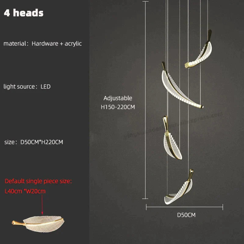 Stellana Leaf Cluster Chandelier 4 heads / white light