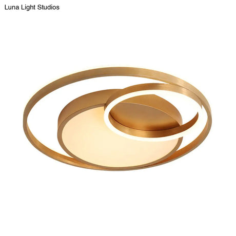 Stepless Dimming Gold Led Flush Mount Ceiling Lamp - 16’/23.5’ Wide Circle Acrylic Light