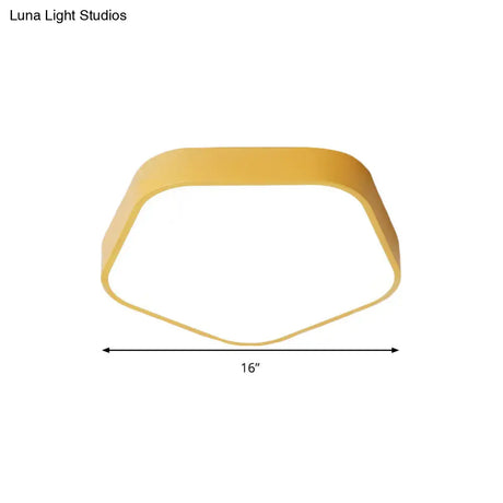 Study Room Ceiling Light - Pentagon Slim Panel Flush Mount Simple Acrylic Design