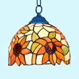 Stunning Tiffany Black/Blue Living Room Ceiling Light - Elegant Suspended Lighting Fixture With
