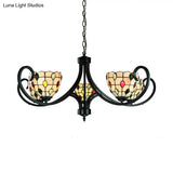 Stunning Tiffany Stained Glass Chandelier With Beaded Design - 5/6/8 Lights Beige Perfect For