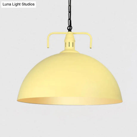 Stylish 1-Light Metal Pendant Light In Dark Blue - Domed Ceiling Fixture For Living Room (8 Or 10