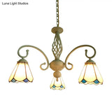 Stylish Arched Chandelier With Tiffany Glass Shades - 5/6/8 Lights For Bedroom Pendant Lighting