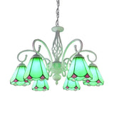 Stylish Arched Chandelier With Tiffany Glass Shades - 5/6/8 Lights For Bedroom Pendant Lighting 6 /