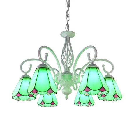 Stylish Arched Chandelier With Tiffany Glass Shades - 5/6/8 Lights For Bedroom Pendant Lighting 6 /
