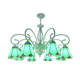 Stylish Arched Chandelier With Tiffany Glass Shades - 5/6/8 Lights For Bedroom Pendant Lighting 8 /