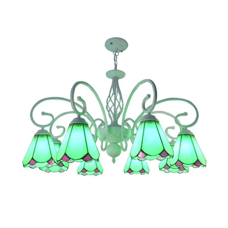Stylish Arched Chandelier With Tiffany Glass Shades - 5/6/8 Lights For Bedroom Pendant Lighting 8 /