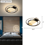 Stylish Bedroom Glow: Black Metallic Led Flush Mount Ceiling Light With A Simple Halo Design / 16.5