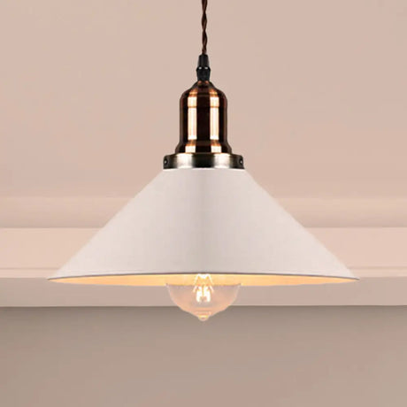 Stylish Cone/Saucer/Dome Shade Pendant Light For Restaurants - White Metal Hanging / Cone