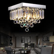 Stylish Crystal Shade Chrome Ceiling Flush Mount Light With 4 Lights For Living Room
