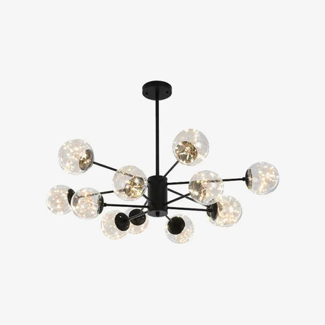 Stylish Hanging Chandelier With Led Glass Pendant Light And Radial Design 10 / Black