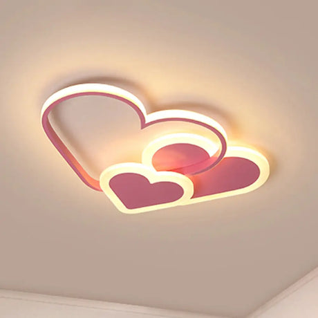 Stylish Heart Ceiling Light For Kindergarten With Acrylic Led Flush Mount